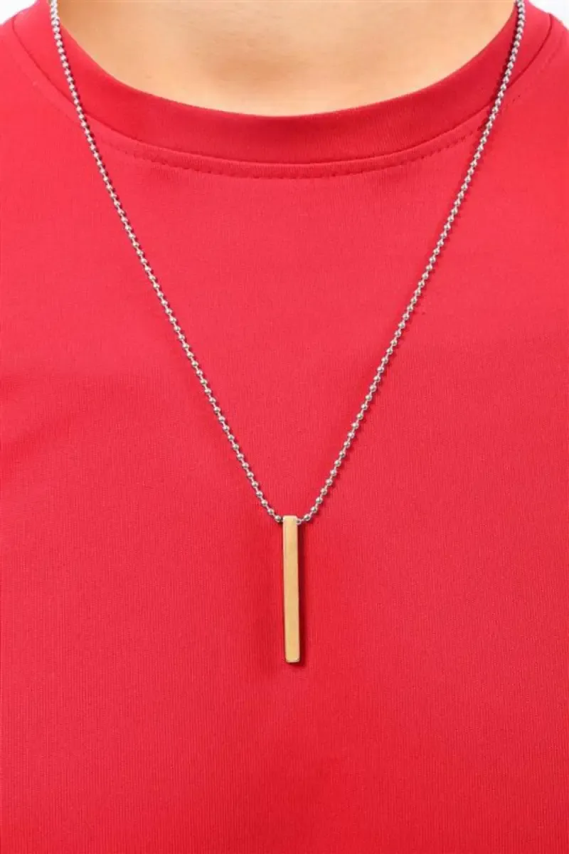 Vertical Bar Pendant Ball Chain for Men