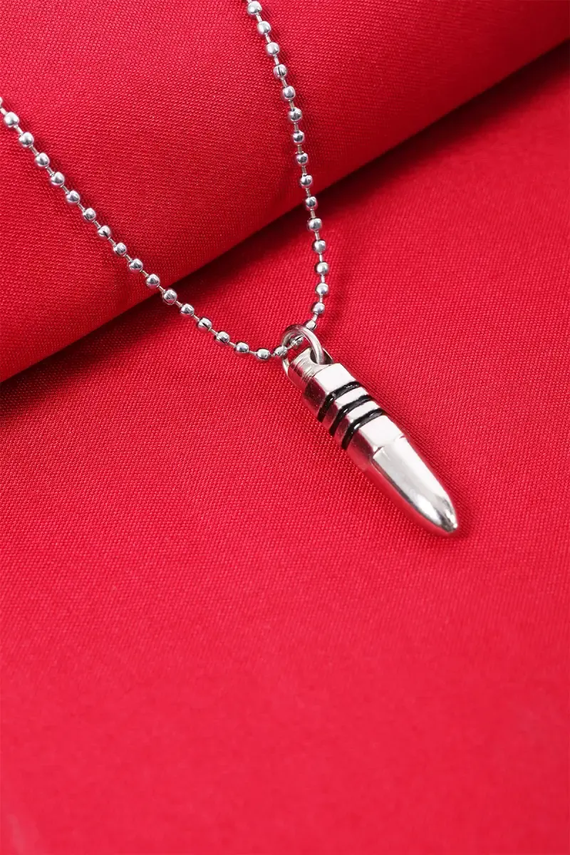 Silver Plated Bullet Pendant Chain for Men