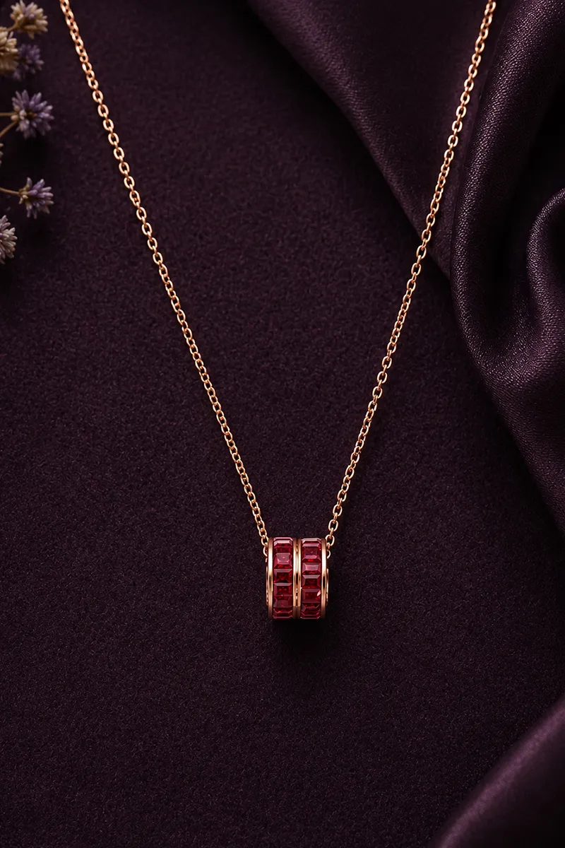 Ruby Cylinder Pendent Chain for Women
