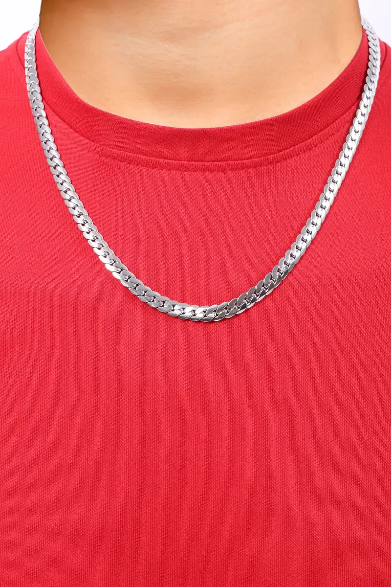 Silver Plated Thick Curb Chain for Men