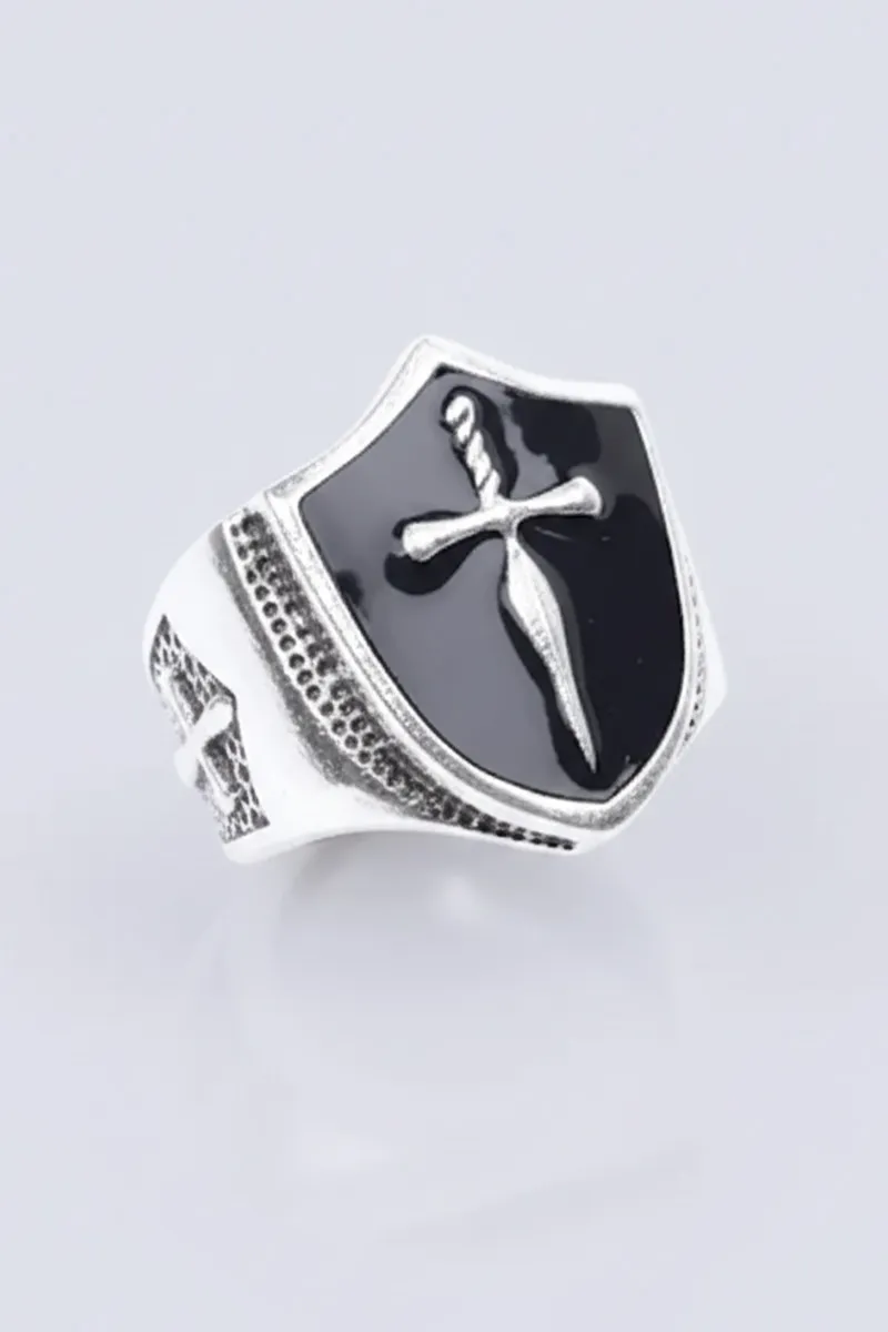 Knights Templar Cross On Shield Ring for Men