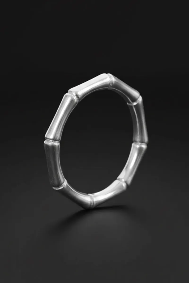 Bamboo Design Silver Plated Ring for Men