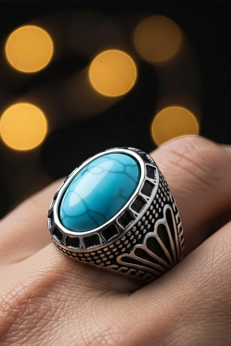 Silver Plating Vintage Ring for Men