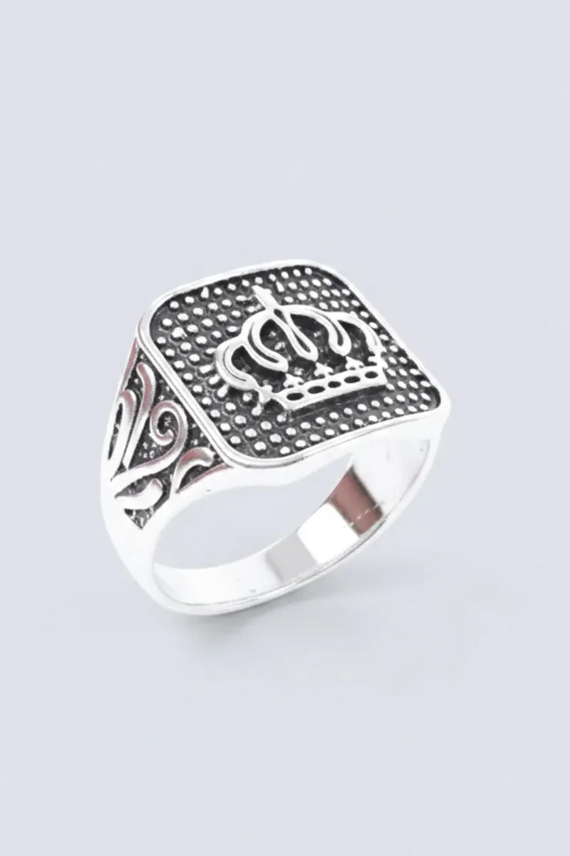 Silver Plated Crown Design Ring for Men