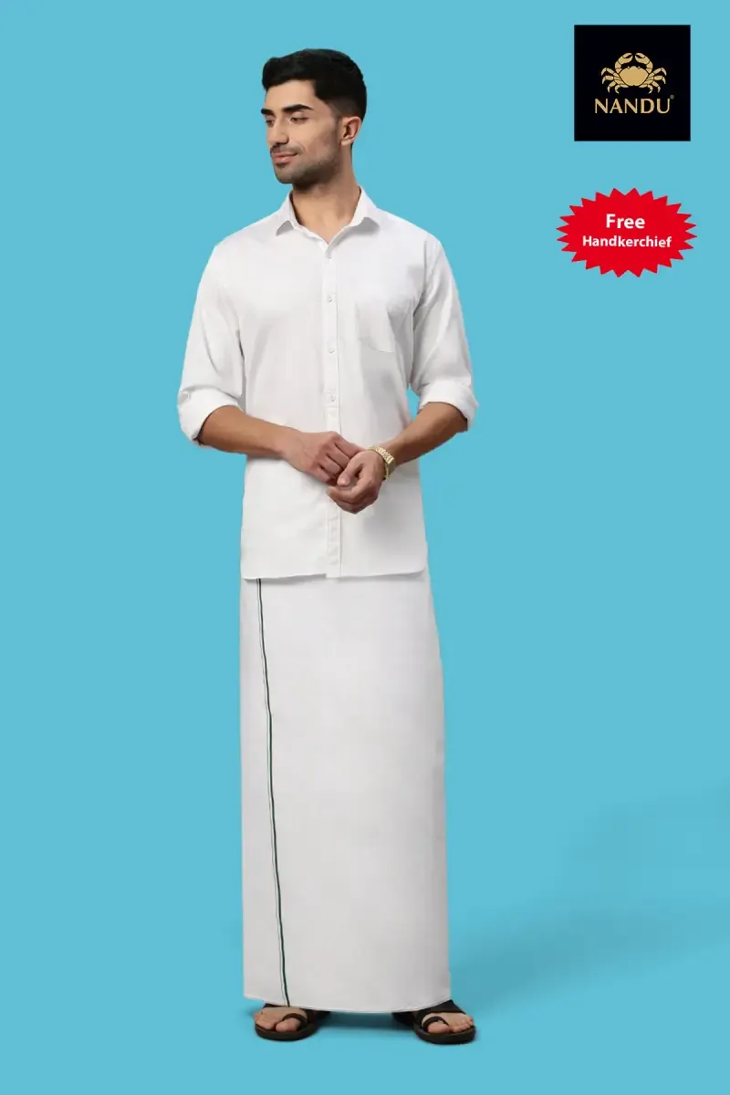 Men's Cotton Dhoti with Free Handkerchief