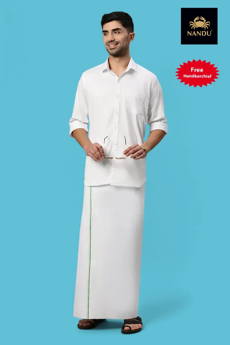 Men's Cotton Dhoti with Free Handkerchief