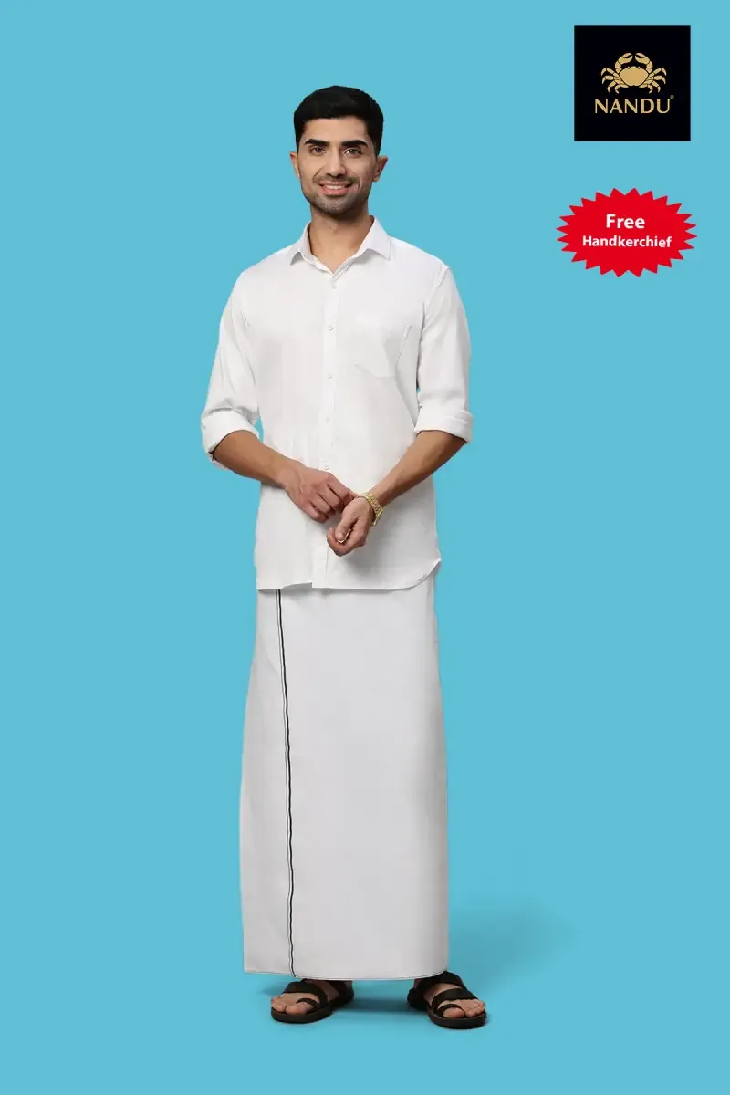 Men's Cotton Dhoti with Free Handkerchief 027515ROYBLU2MTR