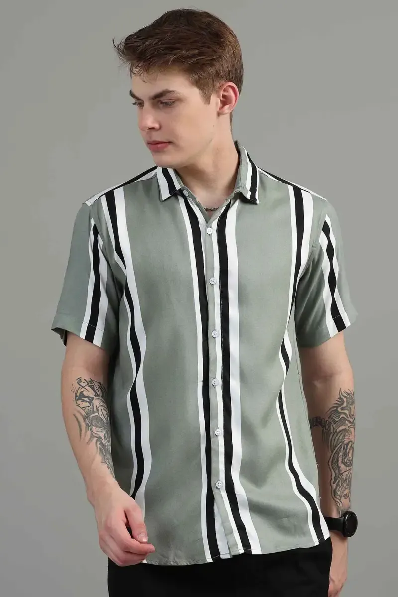 Striped Rayon Casual Shirt for Men