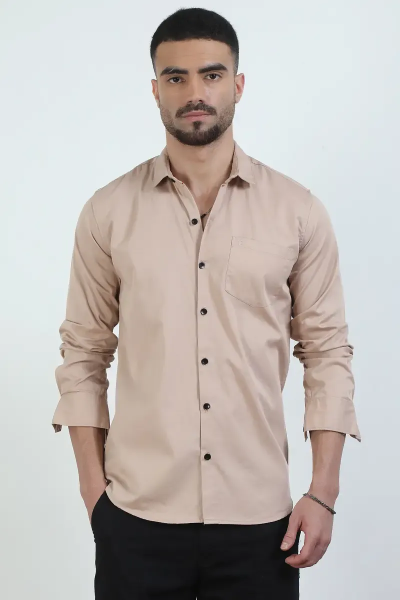 Cotton Twill Solid Shirt for Men