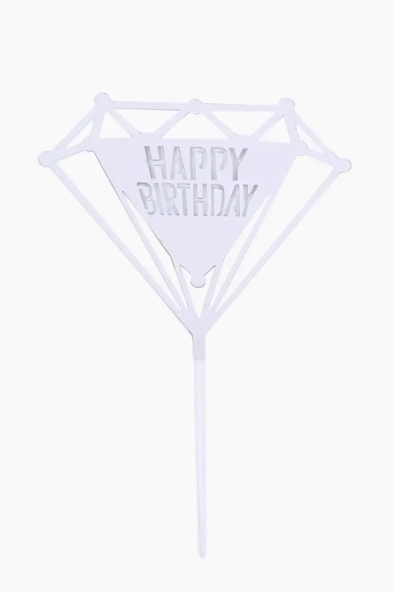 Happy Birthday Cake Topper (Silver) 027595SIL2