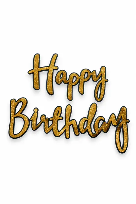 Alphapet Birthday Banner in Cursive Letters- 13 Pcs (Gold & Black, Glitter)  027605GOLBLA2