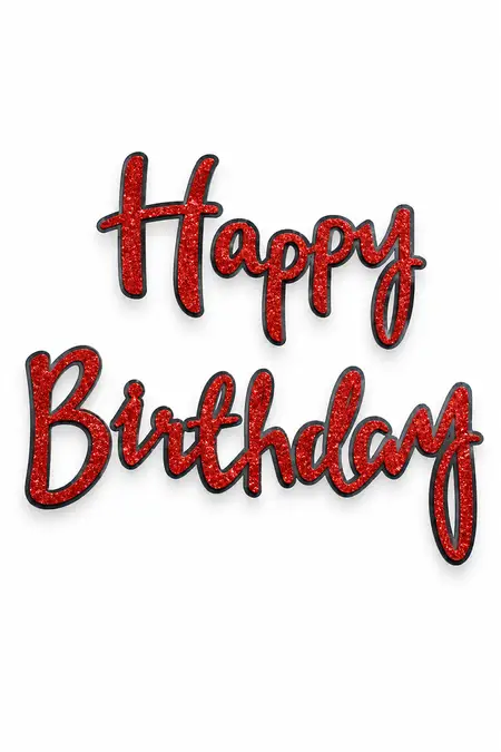 Alphapet Birthday Banner in Cursive Letters- 13 Pcs (Red & Black, Glitter)  027605REDBLA2