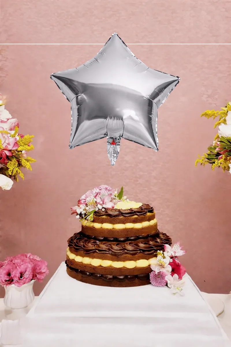 Star Shaped Balloon for Party (Foil, Silver, 18 Inches)
