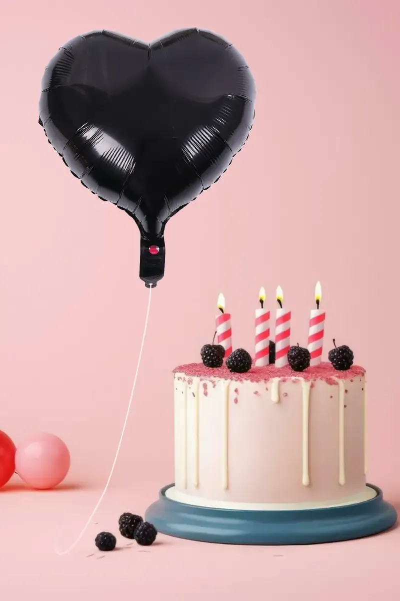 Party Decoration Balloon - Heart Shaped (Foil, Black)