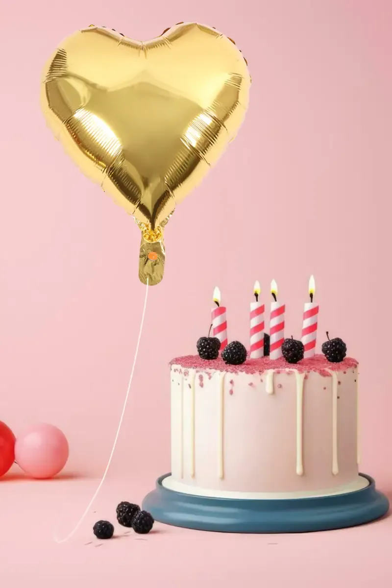 Party Decoration Balloon - Heart Shaped (Foil, Gold)