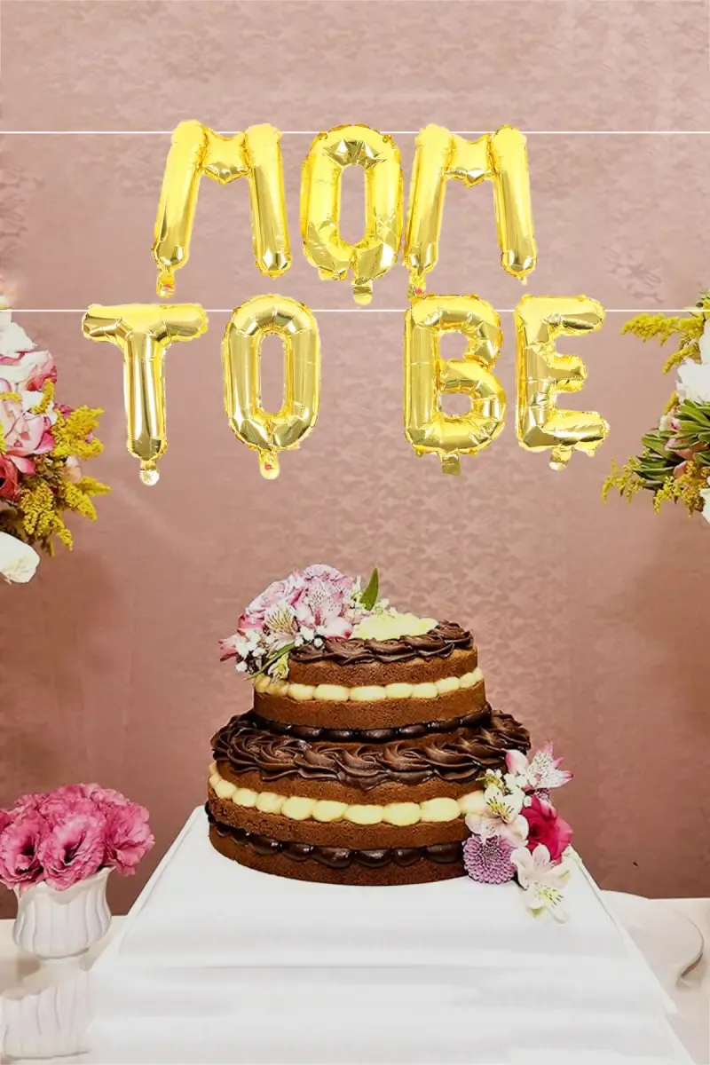 "MOM TO BE" Alphabet Balloon- 7 Pcs (16" Inch, Foil, Gold)