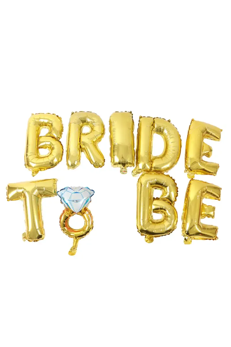 "BRIDE TO BE" Letter Balloon - 9 Pcs (Foil, Gold) 027631GOL