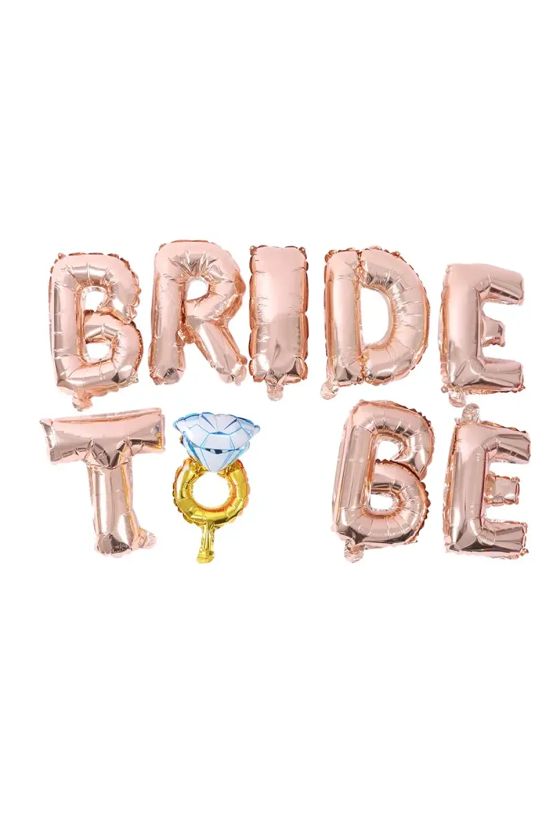 "BRIDE TO BE" Letter Balloon - 9 Pcs (Foil, Rose Gold) 027631ROSGOL
