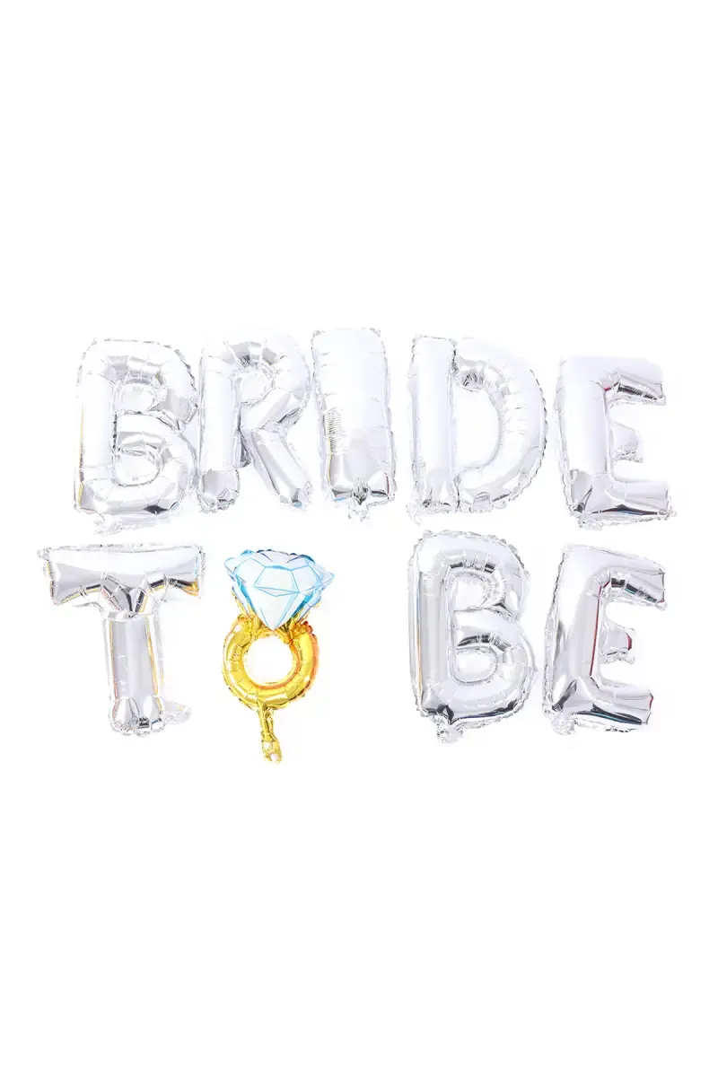 "BRIDE TO BE" Letter Balloon - 9 Pcs (Foil, Silver) 027631SIL