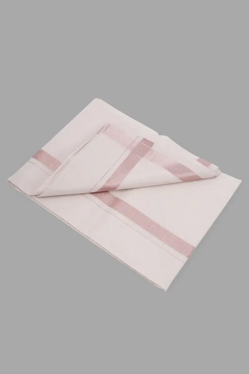 Men's Cotton Dhoti with Matching Zari Border 027646COP2MTR