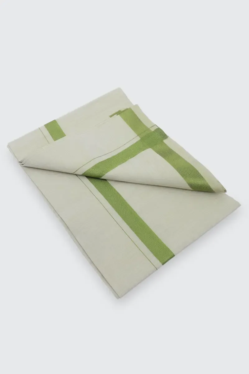 Men's Cotton Dhoti with Matching Zari Border 027646GRE2MTR2