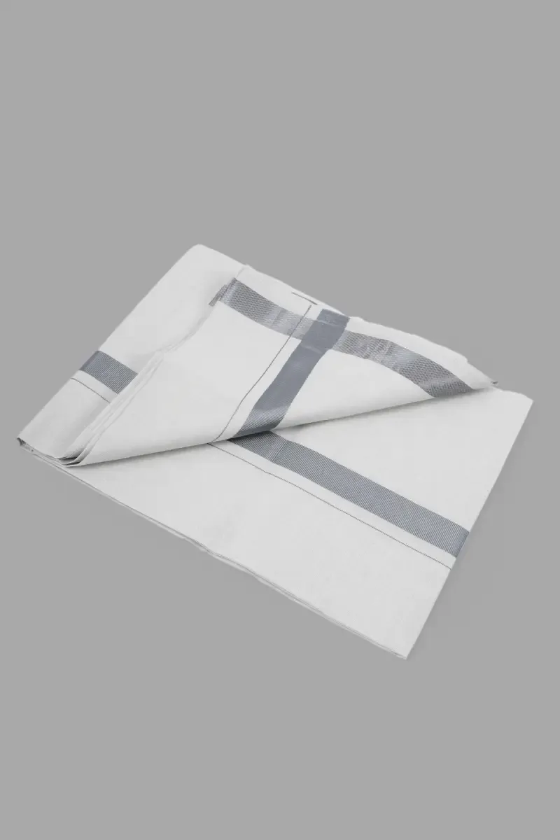 Men's Cotton Dhoti with Matching Zari Border 027646GRE2MTR