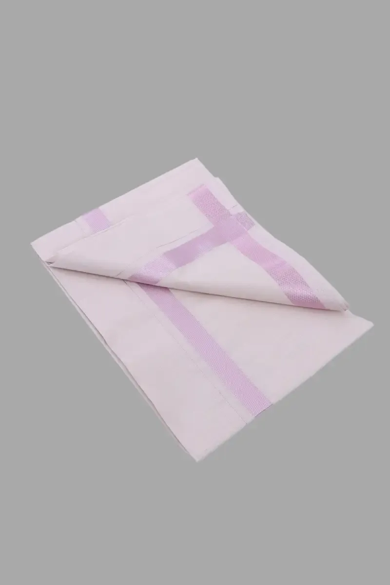 Men's Cotton Dhoti with Matching Zari Border 027646LIGPIN2MTR2