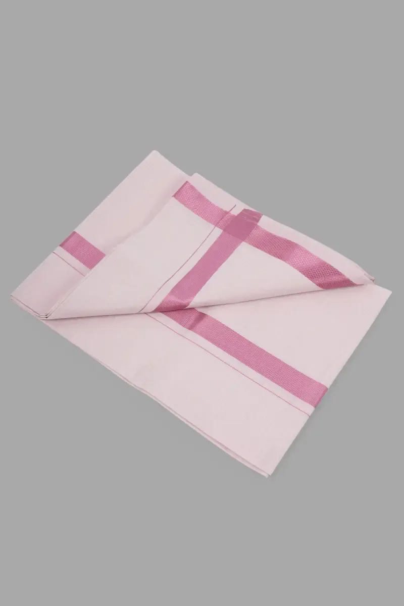 Men's Cotton Dhoti with Matching Zari Border 027646PIN2MTR