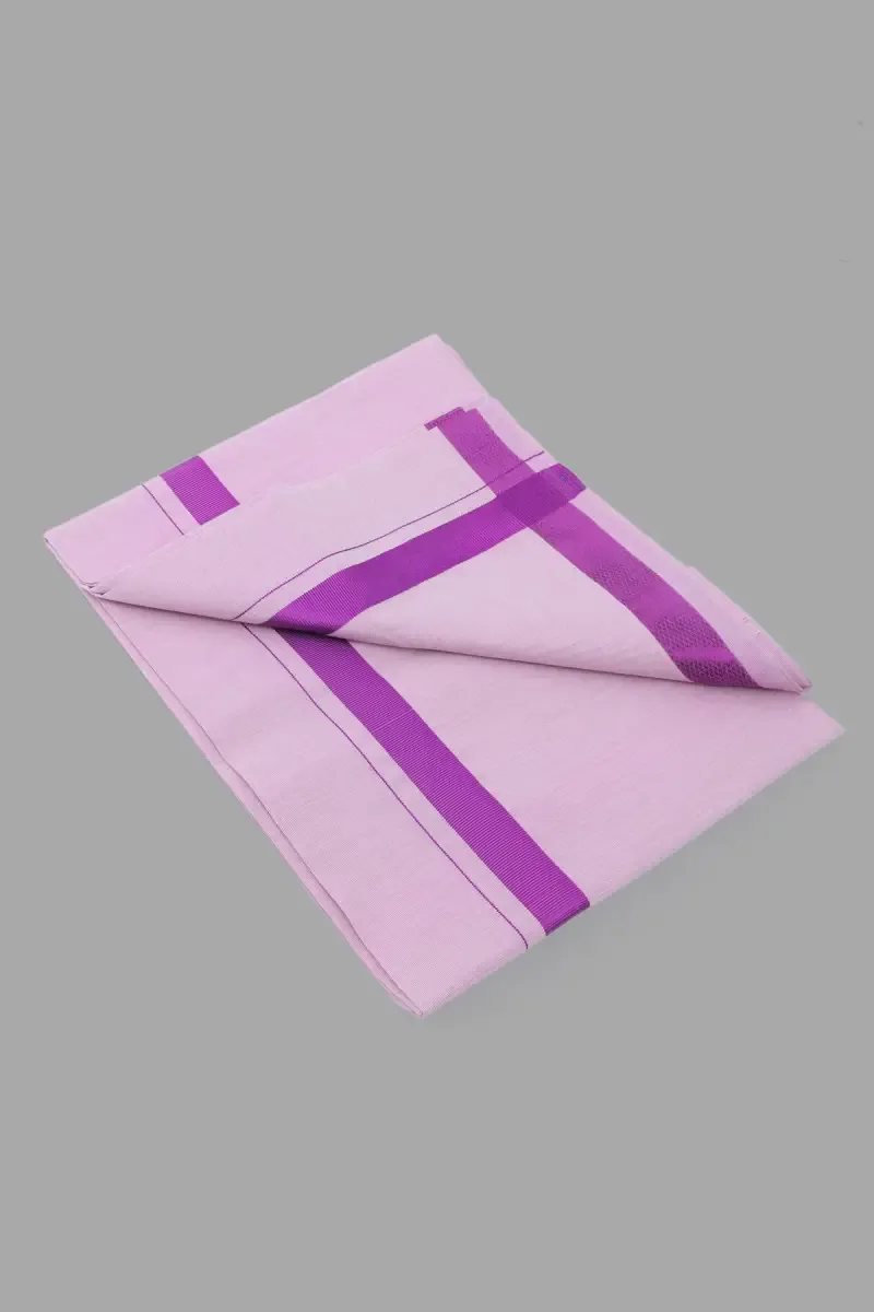 Men's Cotton Dhoti with Matching Zari Border 027646PUR2MTR