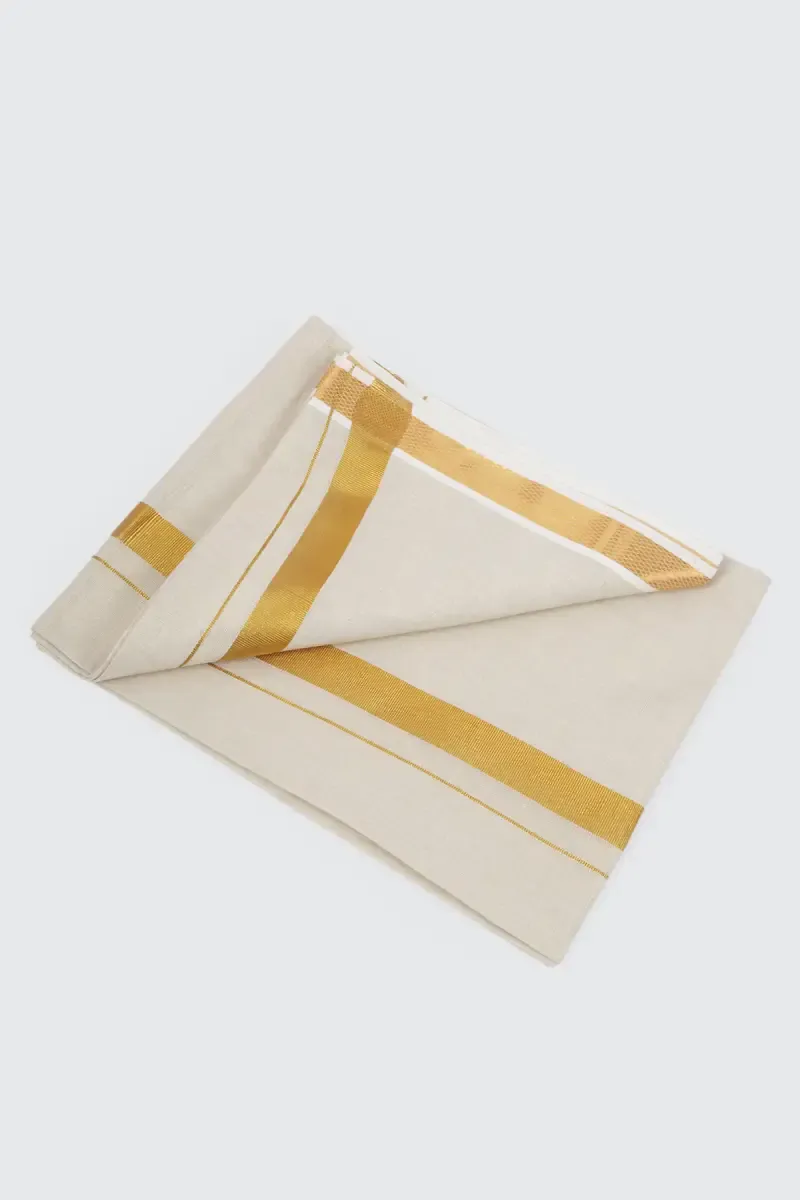 Cotton Dhoti with Matching Border for Men 027655GOL2MTR