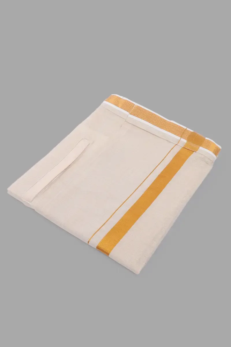 Men's Cotton Velcro Dhoti with Zari Border