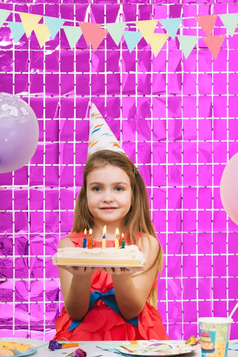 Square Foil Backdrop Curtain (Pink)