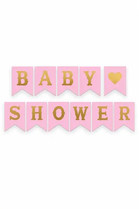 Baby Shower Paper Banner with Ribbon (Baby Pink)  027721BABPIN2
