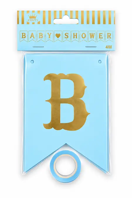 Baby Shower Paper Banner with Ribbon (Blue)