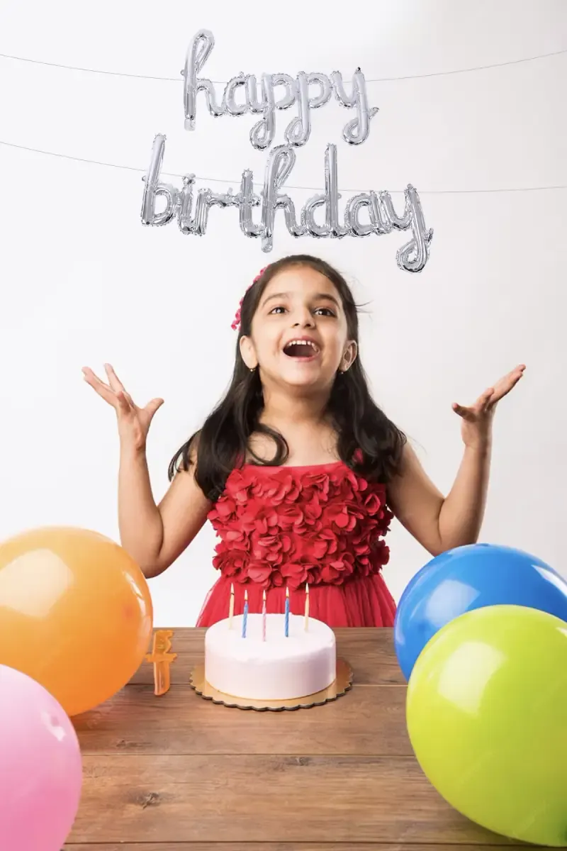 Happy Birthday Balloon in Cursive Letters (Silver)