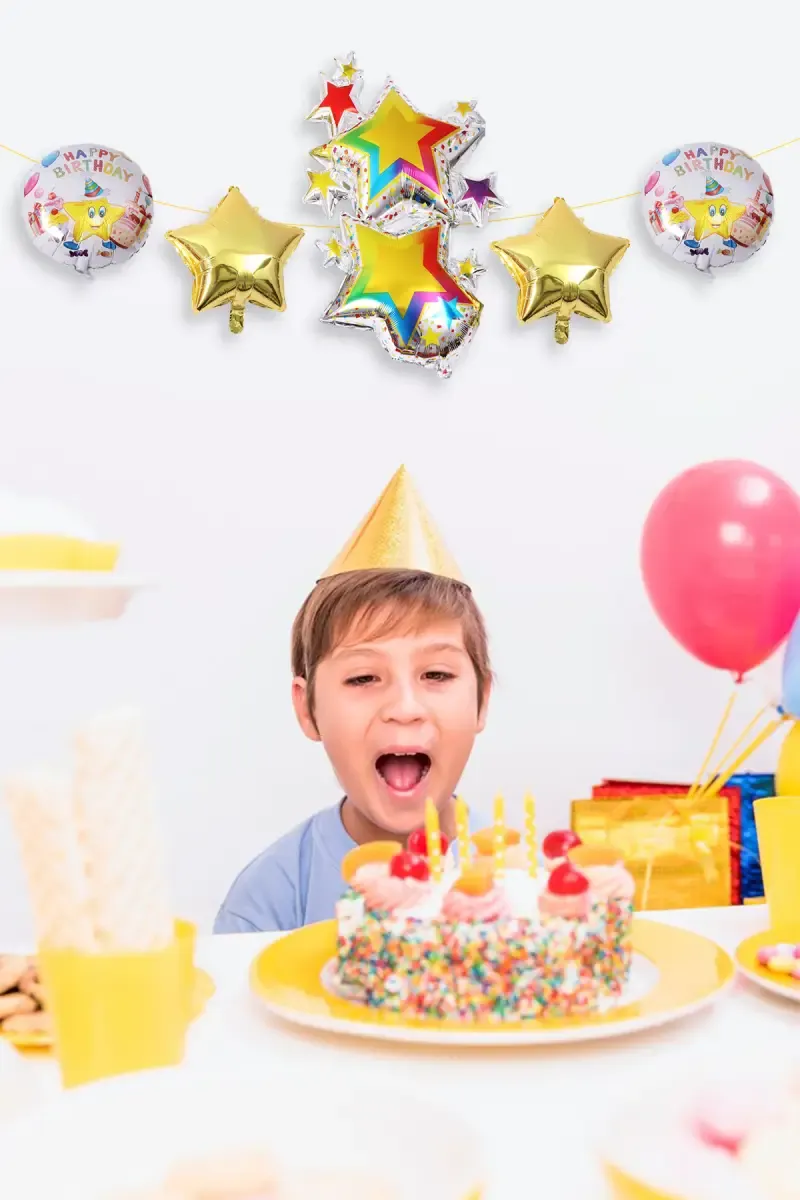 Star Theme Foil Birthday Balloons- 5 Pcs