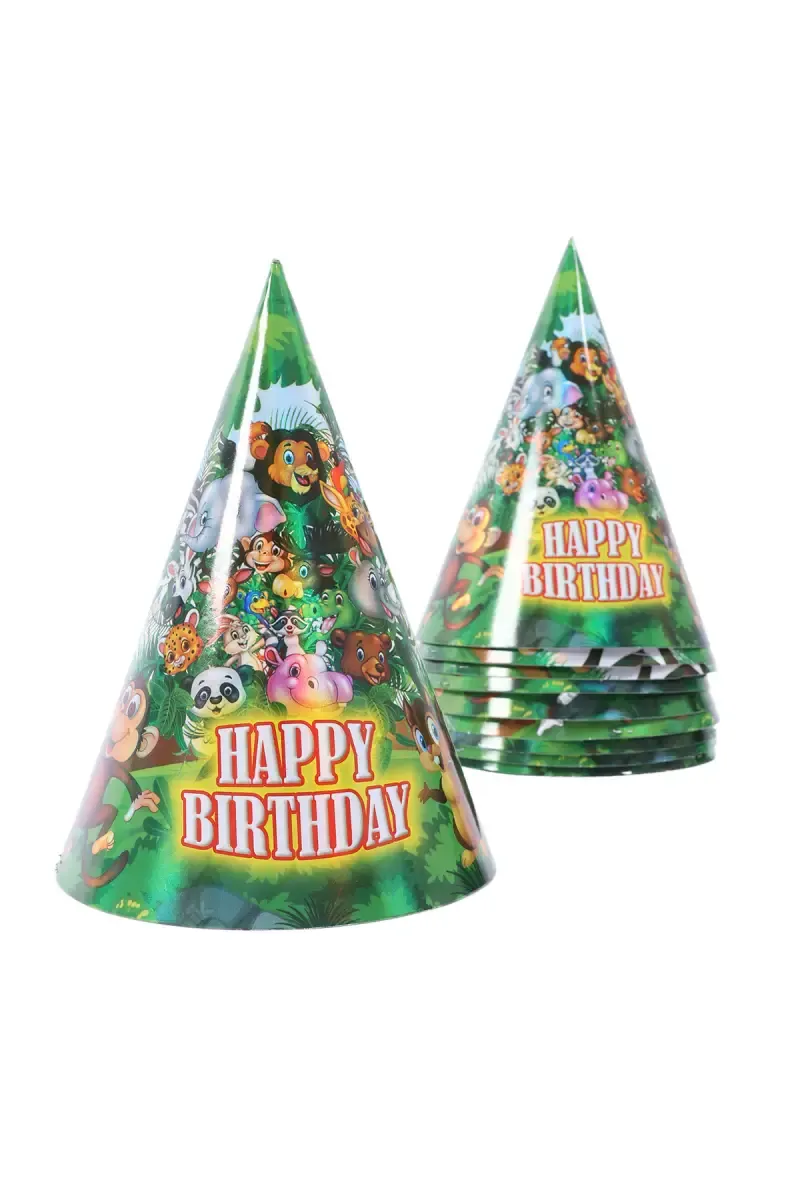 Birthday Cap for Kids - Jungle Theme (Pack of 10)