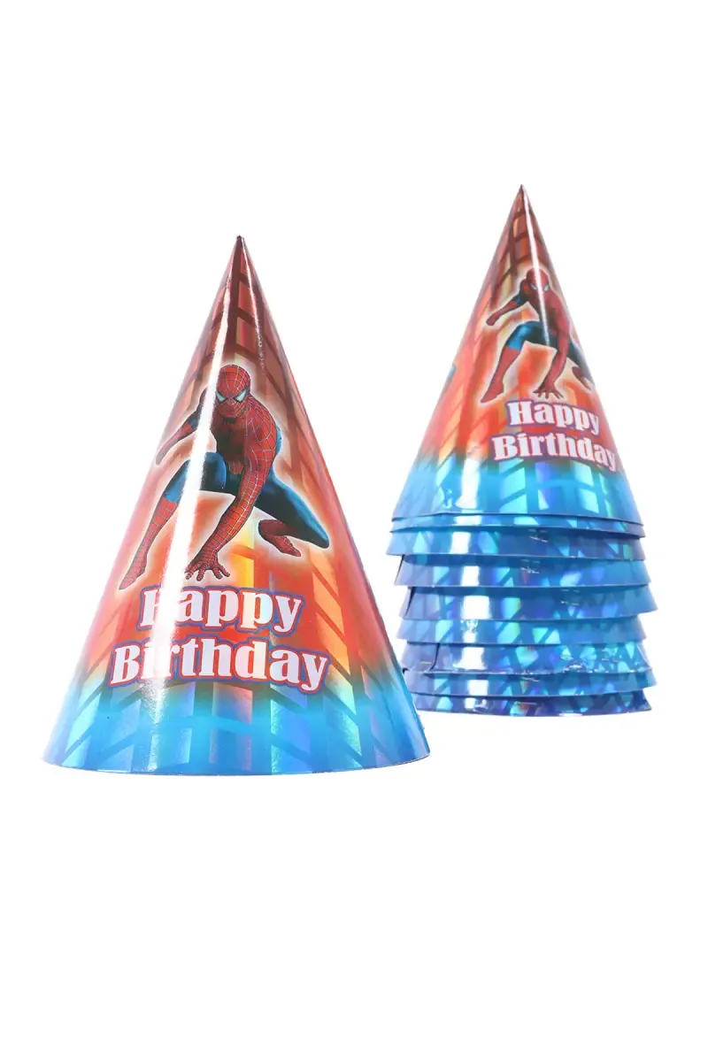 Birthday Cap - Spiderman Theme (Pack of 10)