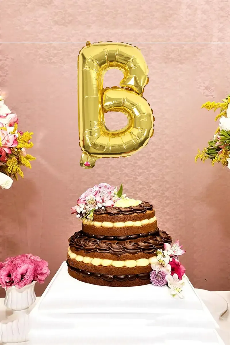 Alphapet Party Balloon - Letter "B" (Foil, Golden Color, 16 Inches) 027762GOLB