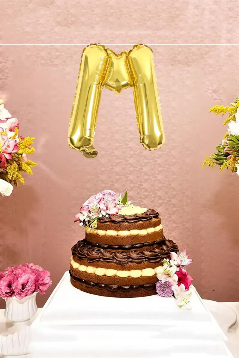 Alphapet Party Balloon - Letter "M" (Foil, Golden Color, 16 Inches) 027762GOLM