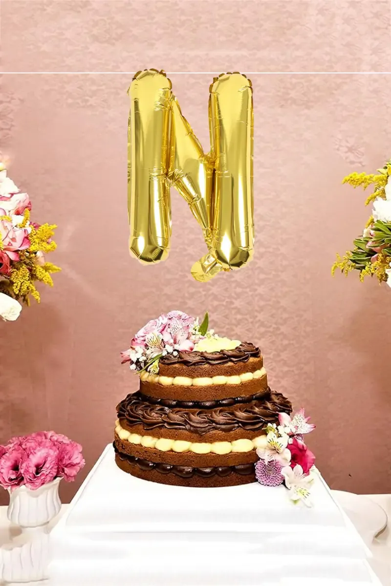 Alphapet Party Balloon - Letter "N" (Foil, Golden Color, 16 Inches) 027762GOLN