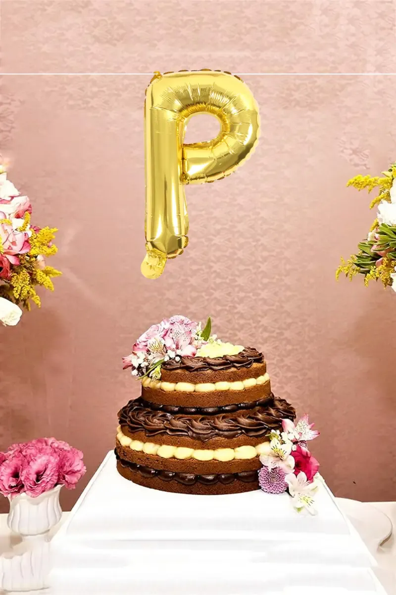 Alphapet Party Balloon - Letter "P" (Foil, Golden Color, 16 Inches)  027762GOLP