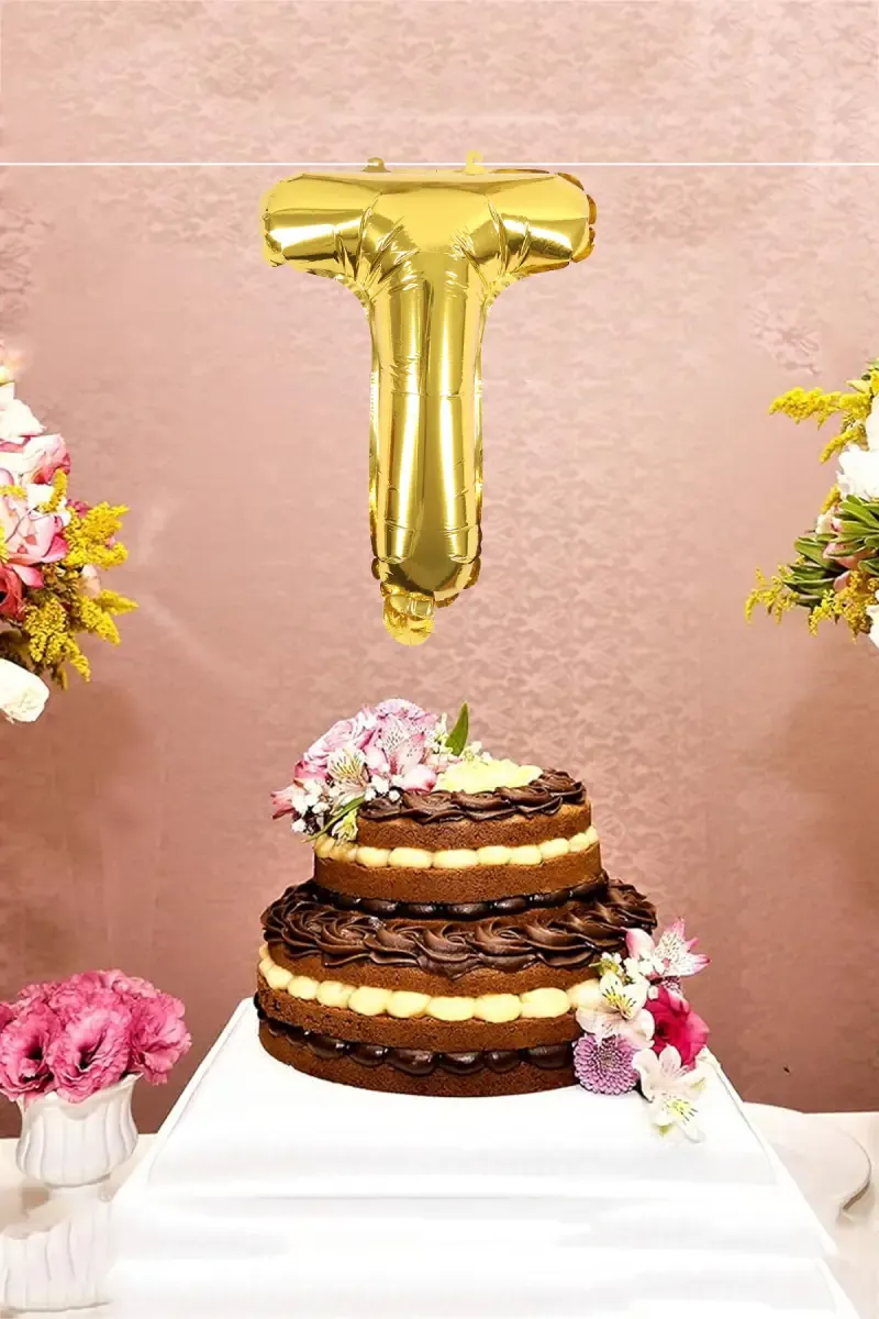 Alphapet Party Balloon - Letter "T" (Foil, Golden Color, 16 Inches) 027762GOLT