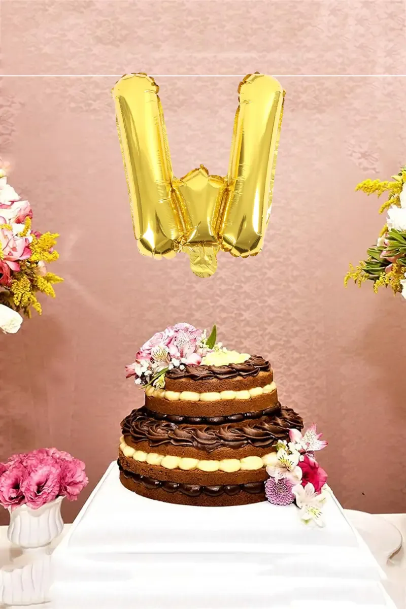 Alphapet Party Balloon - Letter "W" (Foil, Golden Color, 16 Inches)