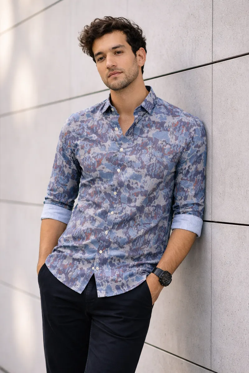 Cotton Printed Casual Shirt for Men 027776MULXL