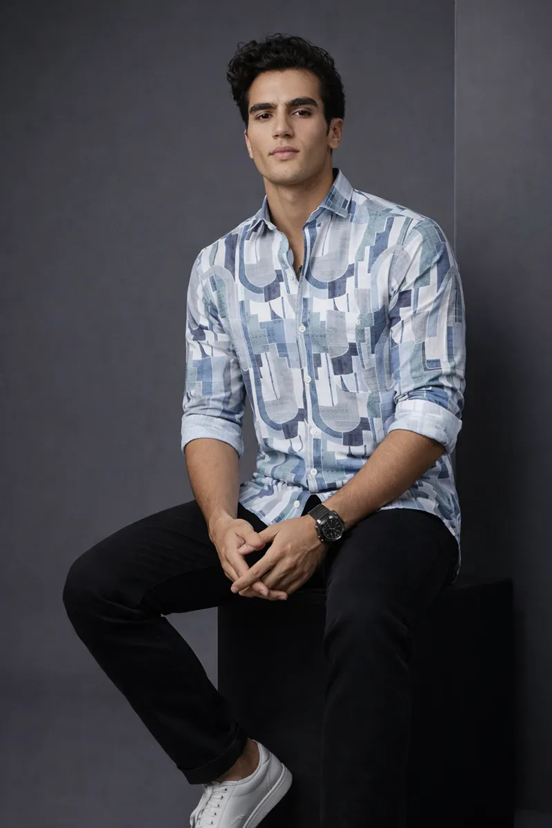 Cotton Printed Casual Shirt for Men 027779MULXL
