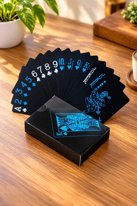 Royals Unique Black Waterproof Plastic Deck Playing Cards (55 Cards)