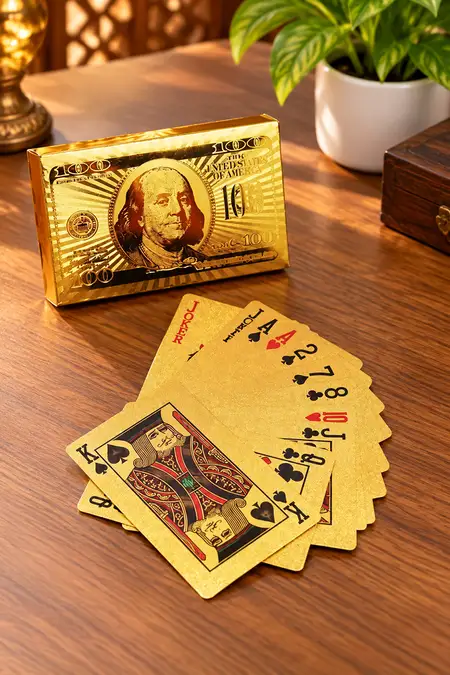 Golden Plastic Playing Cards - 55 Cards (Pack of 1)