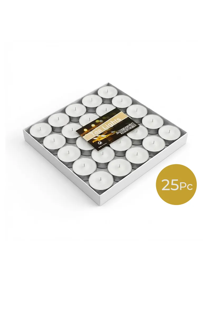 Tea Light Wax Candles (White) - 25pc