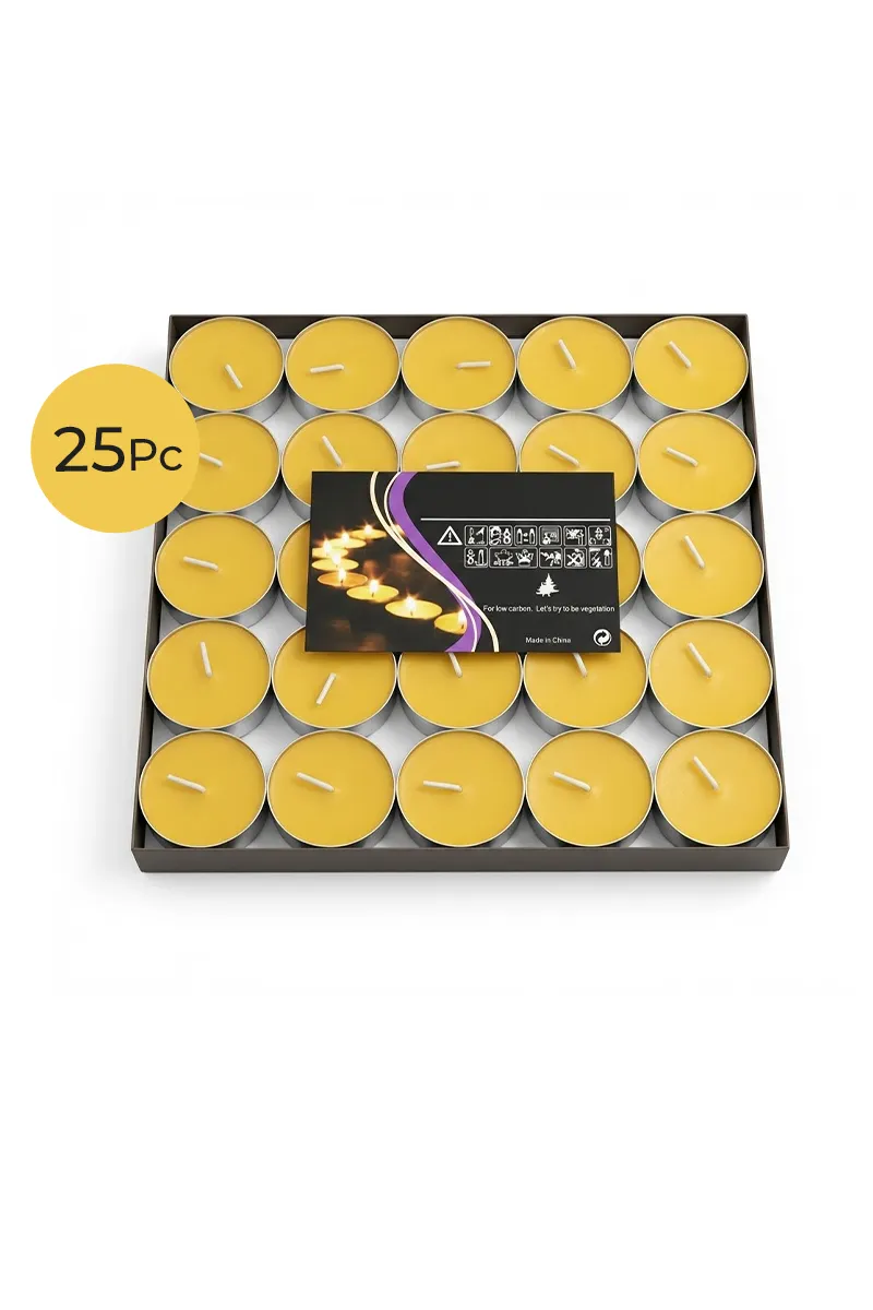 Tea Light Wax Candles (Yellow) - 25pc
